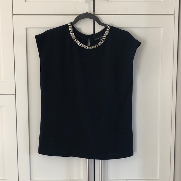 Cynthia Rowley Sleeveless Top & Bejeweled Neck M - Picture 1 of 5